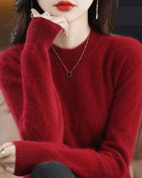 Mink Cashmere Crew Neck Knitted Sweater
