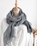 Two-Tone Linen-Look Shawl Scarf