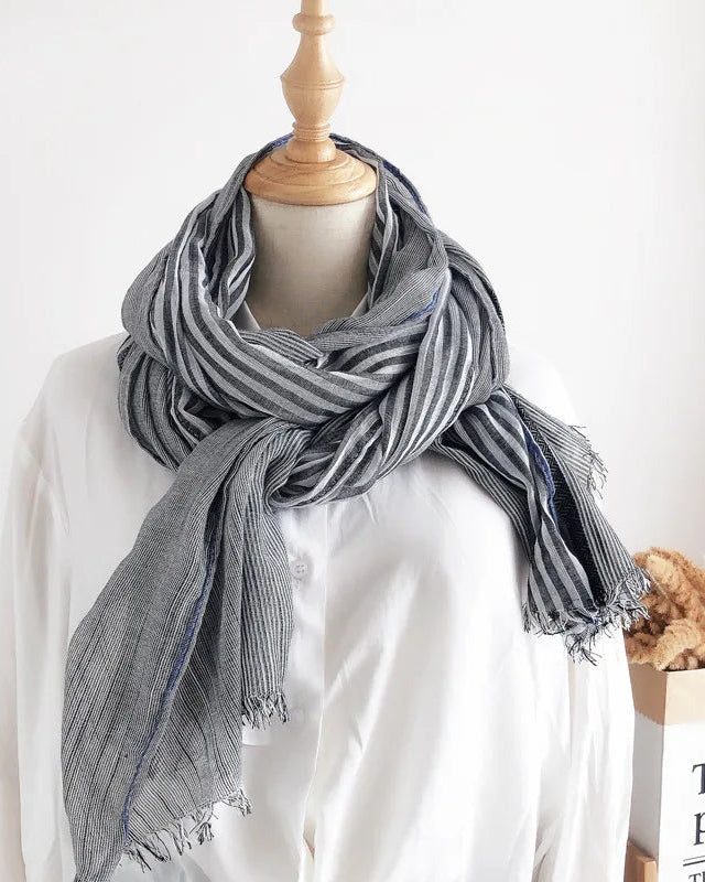 Two-Tone Linen-Look Shawl Scarf