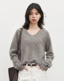 Wool Cashmere V-Neck Pullover