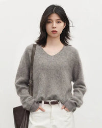 Wool Cashmere V-Neck Pullover