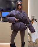 Wrap Collar Adjustable Waist Jacket