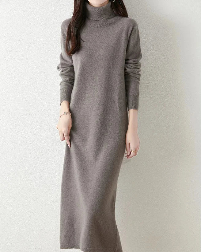Merino Wool Turtleneck Knit Dress