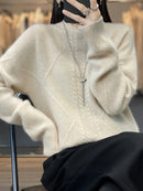 Half High Neck Cashmere Wool Knit Pullover