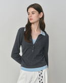 New Style Faux Two-Piece Collared Knit Sweater