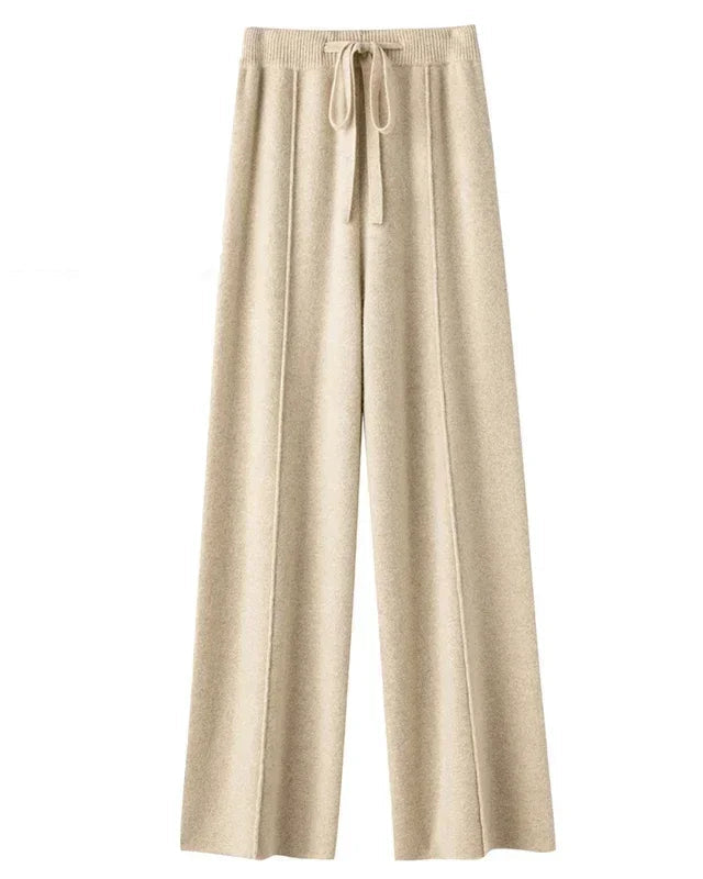 Cotton Wool Wide-Leg Knit Pants