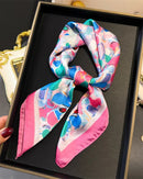 Floral Print Satin Square Scarf
