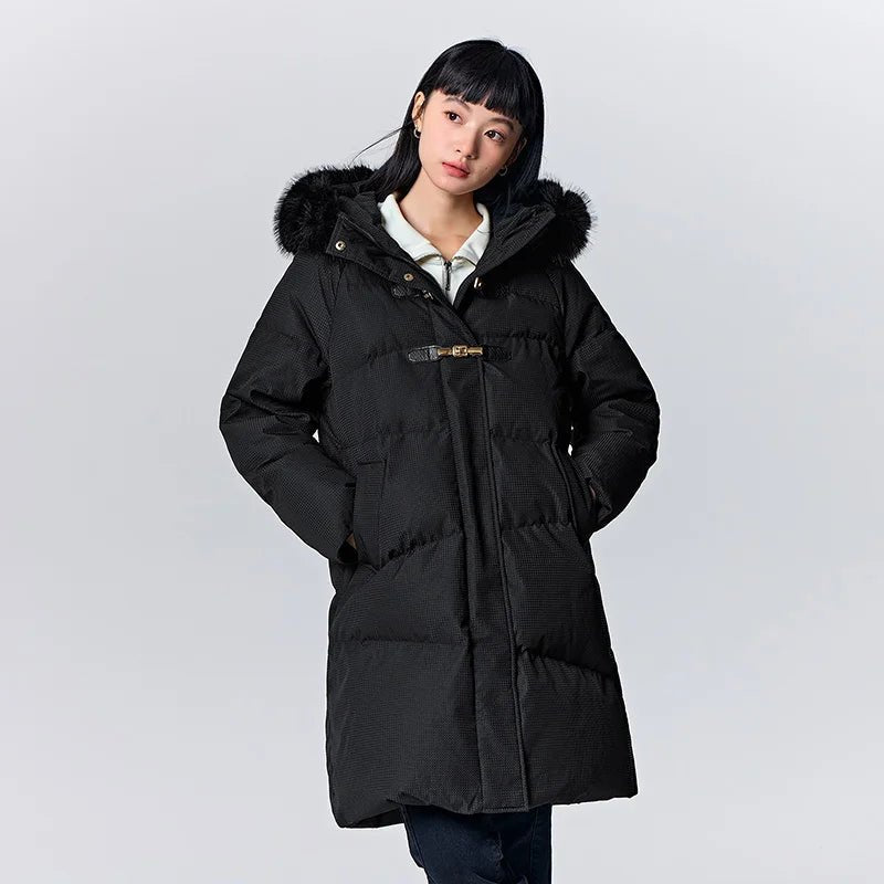 Fur Collar Hooded Long Down Jacket