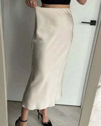 Side-Slit Satin Maxi Dress