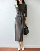 Merino Wool Belted Knit Dress