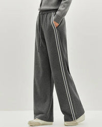 Striped Wide-Leg Ankle Trousers