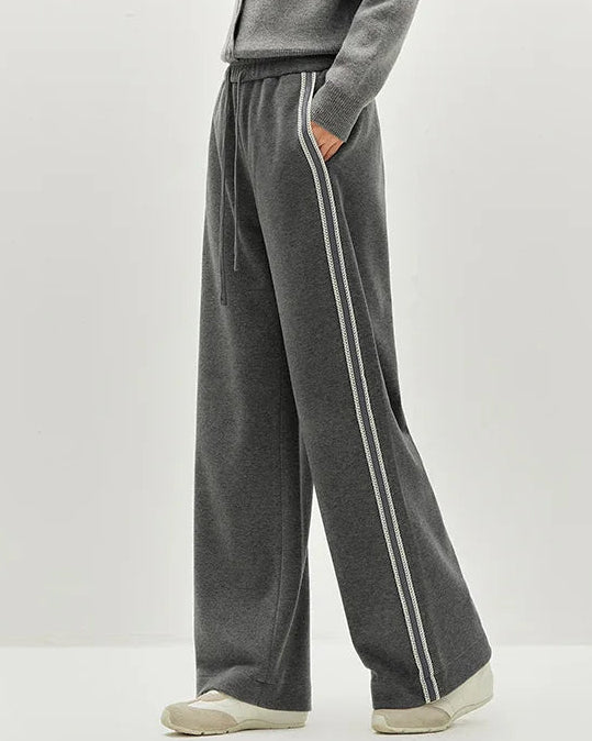 Striped Wide-Leg Ankle Trousers