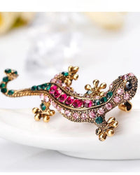 Colorful Crystal Lizard Brooch
