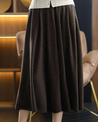 Merino Wool Knit A Line Midi Skirt