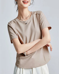 Knitted Mercerized Cotton Crew-Neck T-Shirt