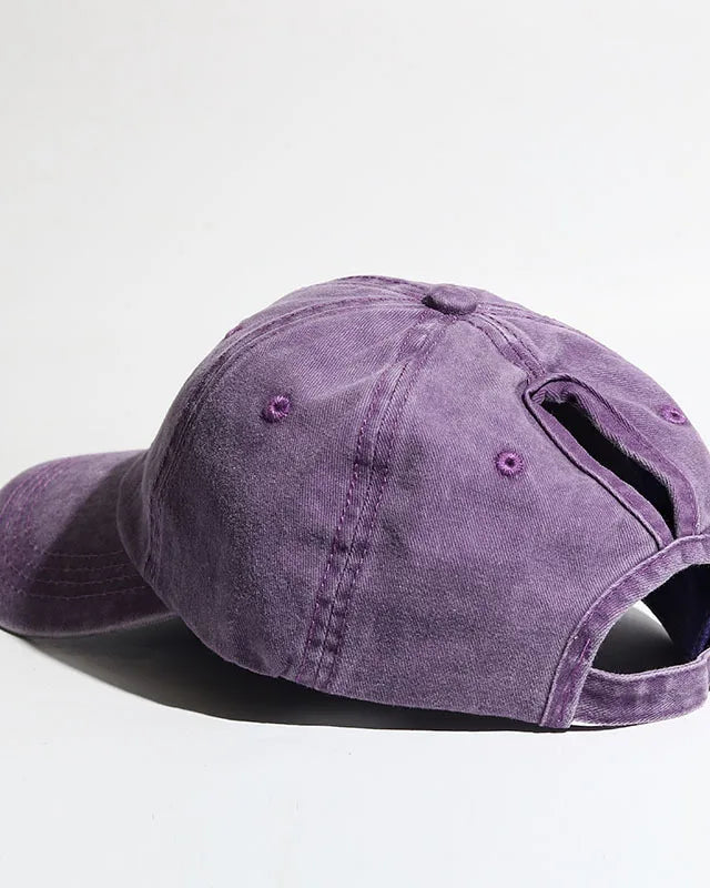 Washed-Ponytail Outdoor Sport Cap