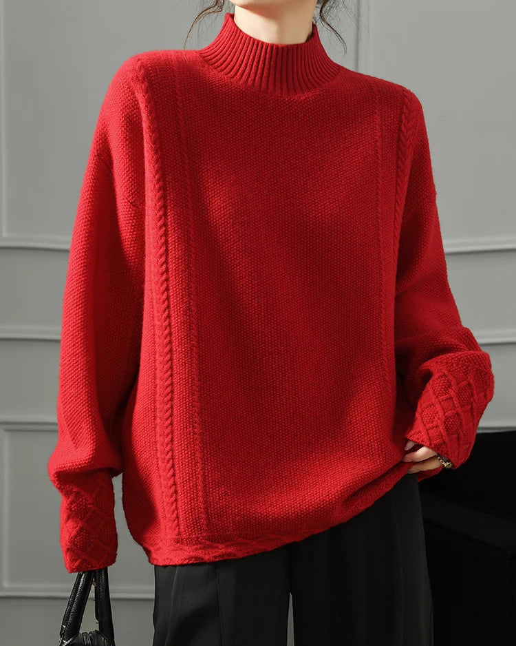 Refined Textured Wool Turtleneck Sweater