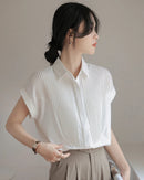 Ruffle-Sleeve Single-Breasted Shirt