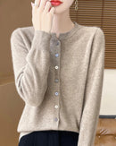 Merino Wool Button-Front Cardigan