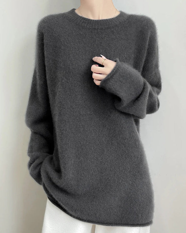 Longline Cashmere Crewneck Sweater