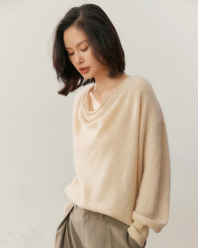 Casual Cashmere Irregular Neckline Sweater