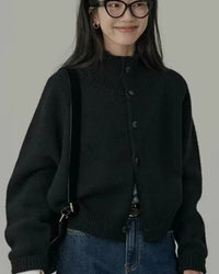 Pure Cashmere Solid Loose Thick Knit Cardigan Coat