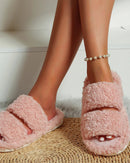 Women's Plush Open-Toe Winter Slippers