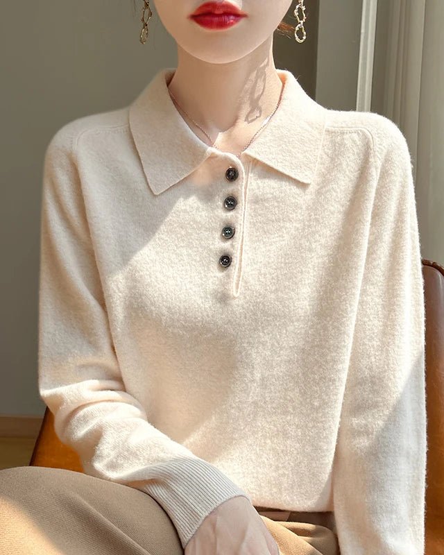 Wool Polo Collar Knitted Pullover Sweater