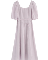 Puff Sleeve Square Neck French Style Dress