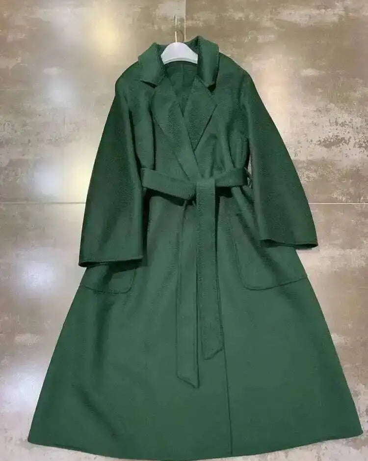 Belted A-Line Wool-Blend Coat