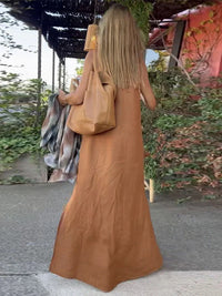 Vintage Loose Split Linen Maxi Dress