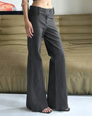 Low-Rise Wide-Leg Cotton Blend Pants