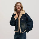 Patchwork Imitation Rabbit Fur Lapel Jacket