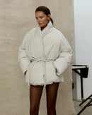 Wrap Collar Adjustable Waist Jacket