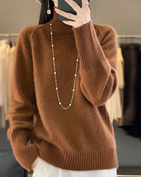 Raglan Merino Wool Mock Neck Sweater