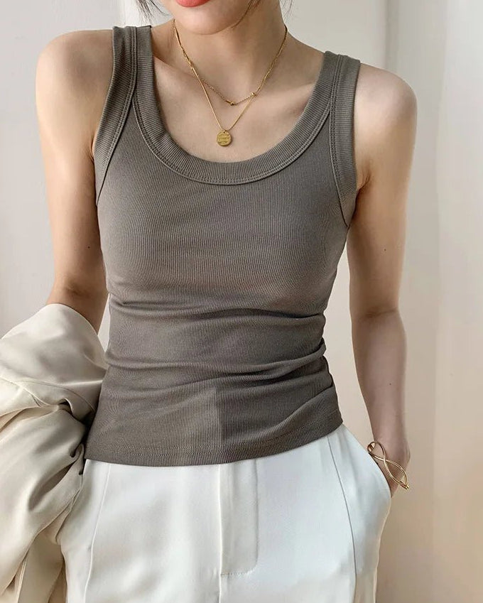 Ribbed Knitted Casual Vest