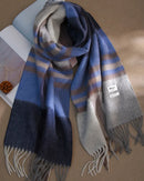 Plaid Wool Fringe Scarf