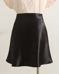 Elastic Waist Satin A-Line Mini Skirt