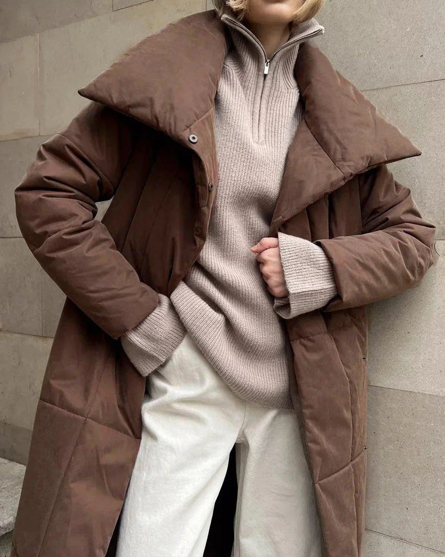 Belted Quilted Long Puffer Coat