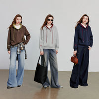 Contrasting Color Embroidery Splicing Hoodies