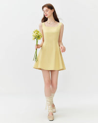 Square Neck Sleeveless Flared Mini Dress