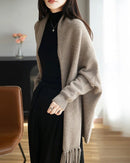 Wool Loose Long-Sleeved Tassel Shawl