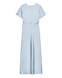 Summer Satin Pleated Midi Dress