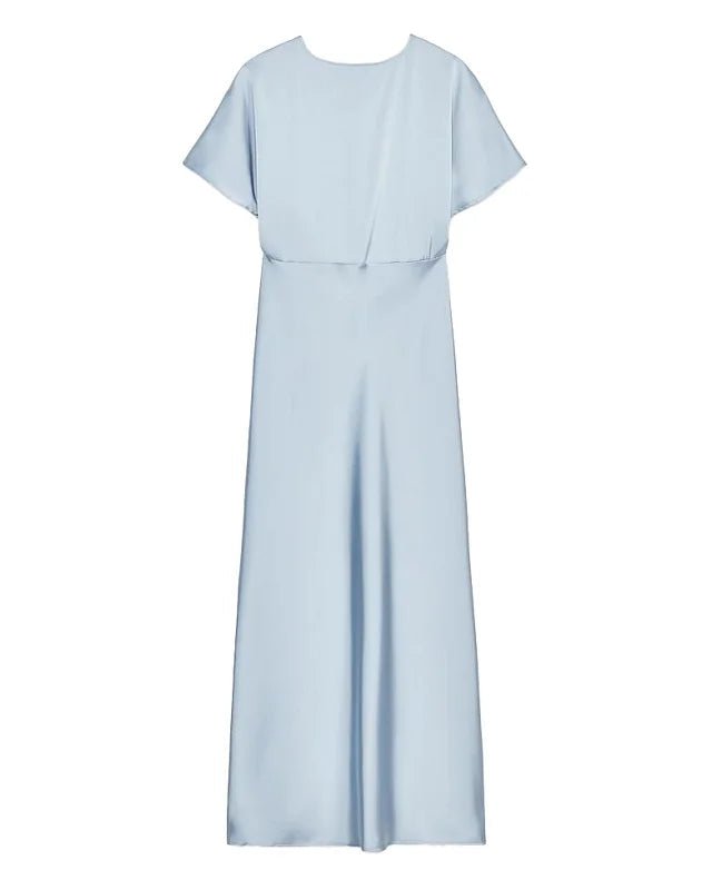 Summer Satin Pleated Midi Dress