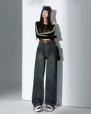 Relaxed High-Waist Wide-Leg Denim Pants