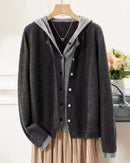 Heavyweight Double-Breasted Cashmere Hooded Cardigan