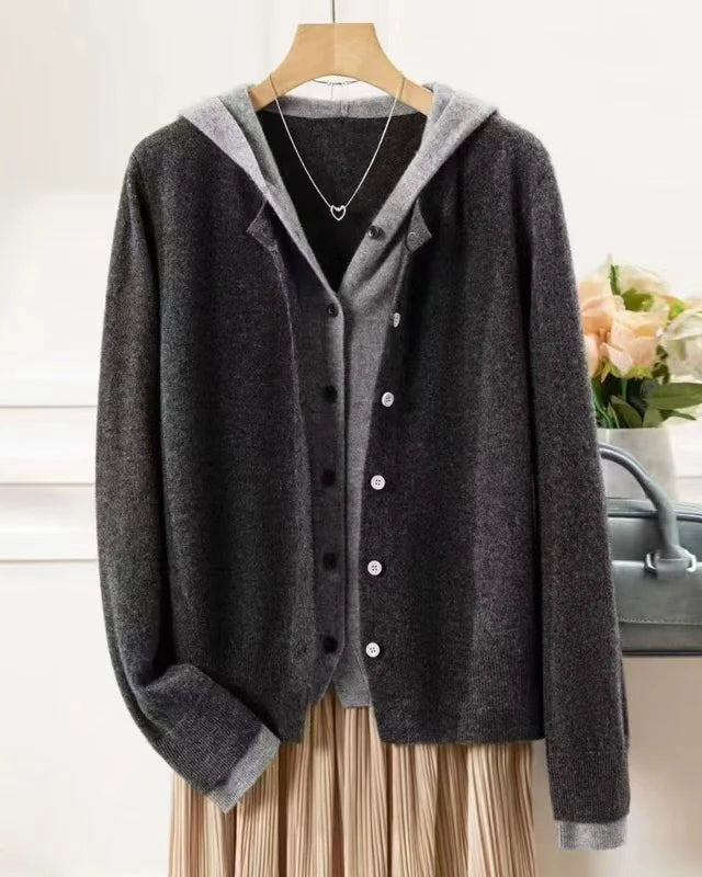 Heavyweight Double-Breasted Cashmere Hooded Cardigan