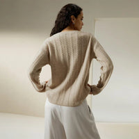 Semi-Sheer Cable-knit Baby Cashmere Sweater