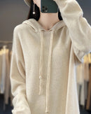 Merino Wool Hooded Midi Knit Dress