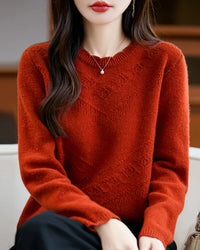 Pointelle Merino Wool Crewneck Sweater